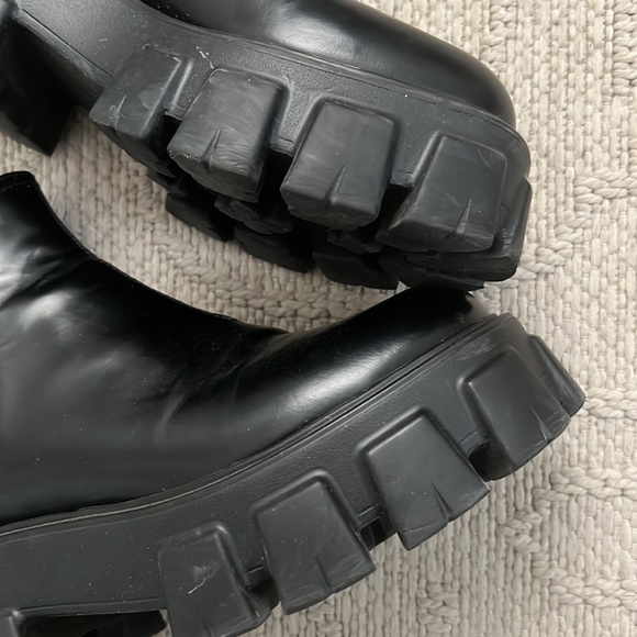 Prada Monolith Leather Lug-Sole Chelsea Booties - Picture 6 of 8